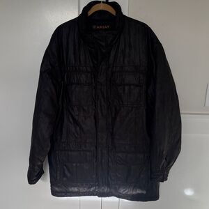 Ariat Men's Dark Brown Field Jacket Insulated Utility Pockets Zip Closure Sz XL